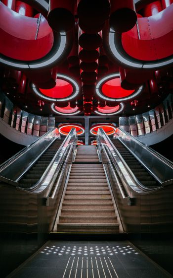 escalator, Brussels, Belgium Wallpaper 1600x2560