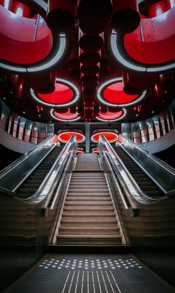 escalator, Brussels, Belgium Wallpaper 1200x2000