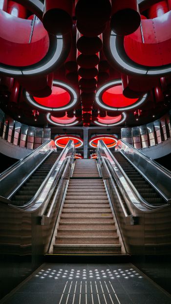escalator, Brussels, Belgium Wallpaper 720x1280