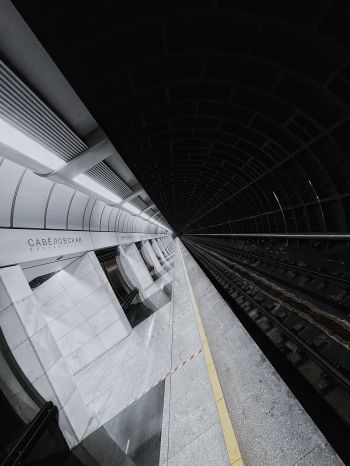 metro station, tunnel, black and white Wallpaper 1620x2160