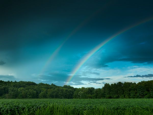 rainbow, landscape, blue sky Wallpaper 1024x768