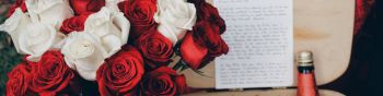 bouquet of roses, romance, picnic Wallpaper 1590x400