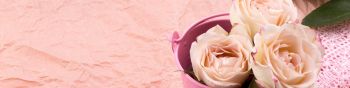pink roses, bouquet of roses, flower arrangement Wallpaper 1590x400