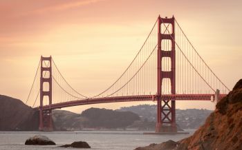 Обои 2560x1600 Мост Золотые Ворота, закат, Сан-Франциско