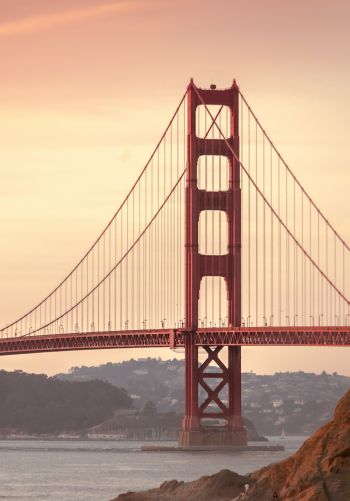 Обои 1668x2388 Мост Золотые Ворота, закат, Сан-Франциско