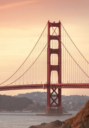 Обои 1640x2360 Мост Золотые Ворота, закат, Сан-Франциско