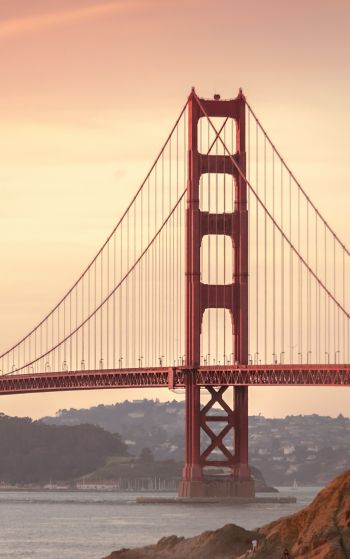 Обои 1752x2800 Мост Золотые Ворота, закат, Сан-Франциско