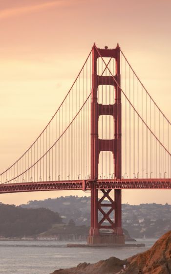 Обои 1600x2560 Мост Золотые Ворота, закат, Сан-Франциско