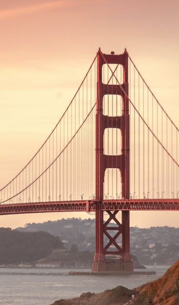 Обои 600x1024 Мост Золотые Ворота, закат, Сан-Франциско