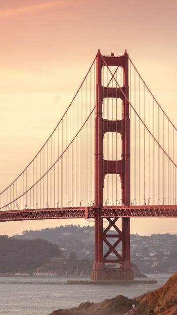 Обои 1080x1920 Мост Золотые Ворота, закат, Сан-Франциско