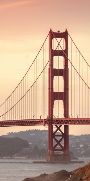 Обои 720x1440 Мост Золотые Ворота, закат, Сан-Франциско
