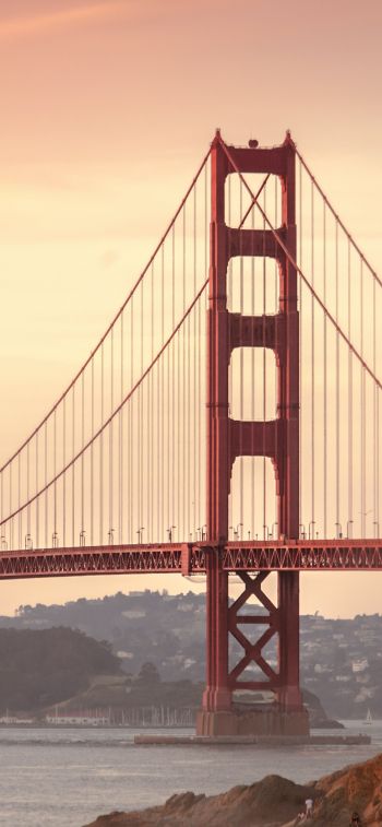 Обои 1170x2532 Мост Золотые Ворота, закат, Сан-Франциско