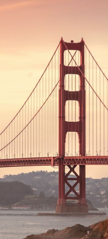 Обои 1080x2400 Мост Золотые Ворота, закат, Сан-Франциско