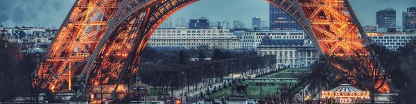 eiffel tower, Paris, France Wallpaper 1590x400