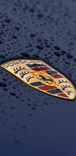 Porsche logo, drops, hood Wallpaper 1080x2220