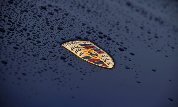 Porsche logo, drops, hood Wallpaper 4673x2827