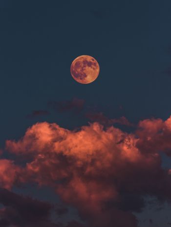 moon, clouds, sky Wallpaper 2048x2732