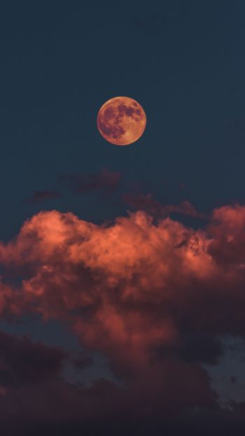 moon, clouds, sky Wallpaper 2160x3840