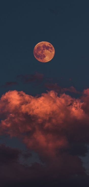 Обои 1080x2280 луна, облака, небо