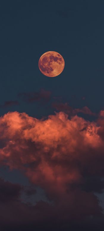 Обои 1440x3200 луна, облака, небо