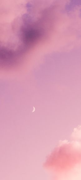 month, pink sky Wallpaper 1440x3200