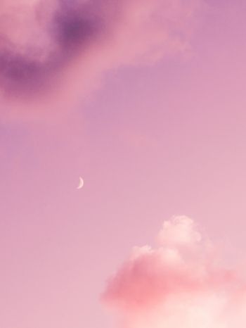 month, pink sky Wallpaper 2048x2732