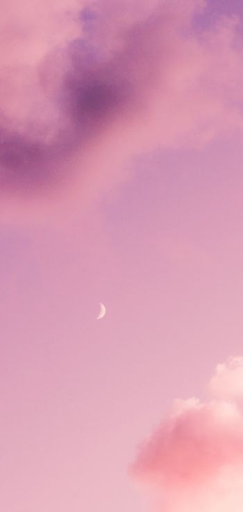 month, pink sky Wallpaper 1080x2280