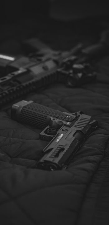 gun, black, weapon Wallpaper 1440x2960
