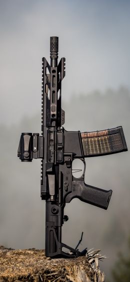 AR-15 STNGR, weapon, machine Wallpaper 1170x2532