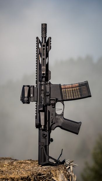 AR-15 STNGR, weapon, machine Wallpaper 640x1136