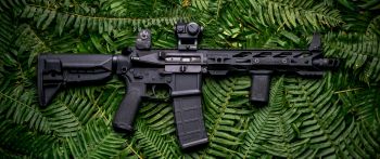 AR-15 STNGR, machine, fern Wallpaper 2560x1080