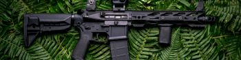 AR-15 STNGR, machine, fern Wallpaper 1590x400