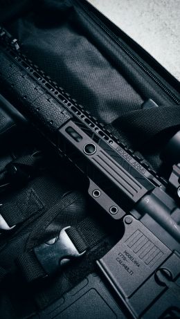 AR-15 STNGR, machine, black Wallpaper 640x1136