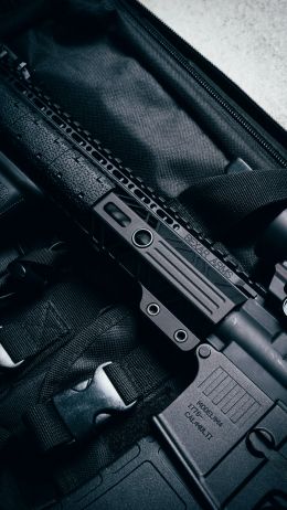 AR-15 STNGR, machine, black Wallpaper 1440x2560
