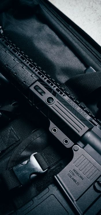 AR-15 STNGR, machine, black Wallpaper 1440x3040
