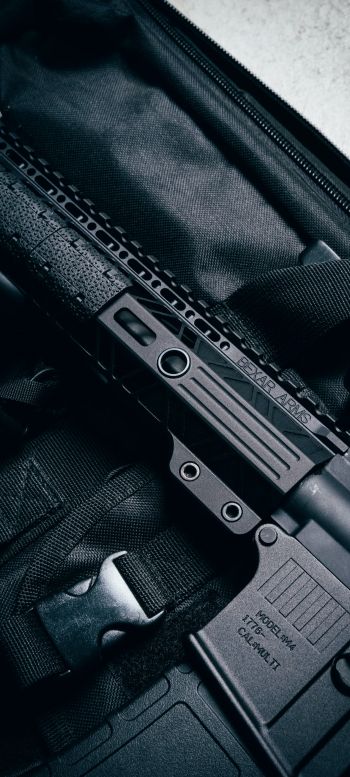 AR-15 STNGR, machine, black Wallpaper 1440x3200