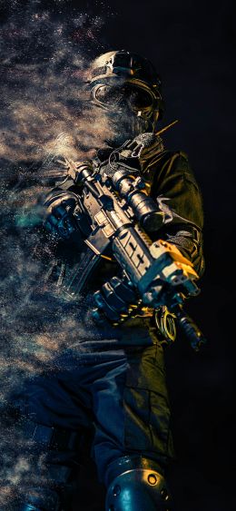 special forces, military, on black background Wallpaper 1080x2340