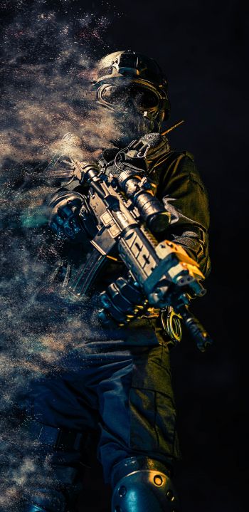 special forces, military, on black background Wallpaper 1440x2960