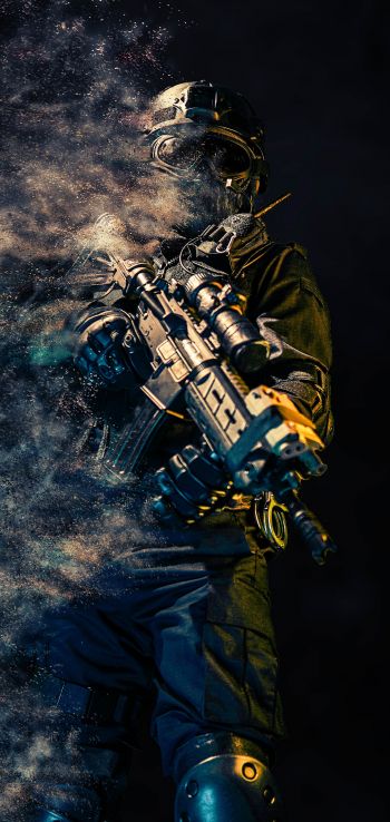 special forces, military, on black background Wallpaper 720x1520