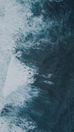 sea waves, top view, blue Wallpaper 640x1136