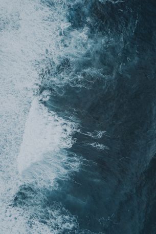 sea waves, top view, blue Wallpaper 3427x5144