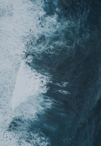 sea waves, top view, blue Wallpaper 1640x2360