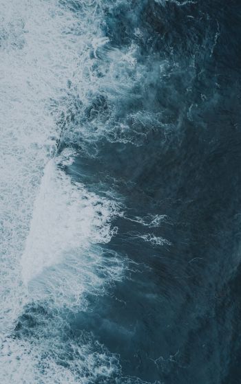 sea waves, top view, blue Wallpaper 1752x2800