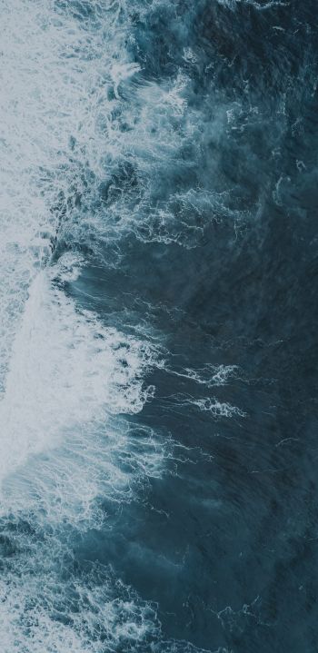 sea waves, top view, blue Wallpaper 1080x2220