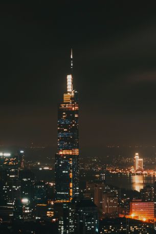 Nanjing, China, night city Wallpaper 640x960