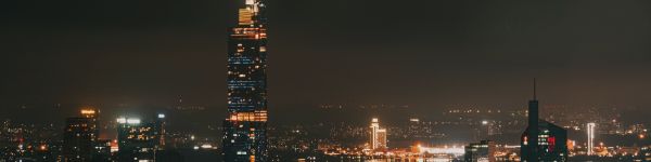 Nanjing, China, night city Wallpaper 1590x400