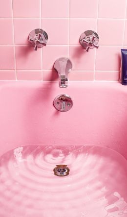 bath, pink, minimalism Wallpaper 600x1024