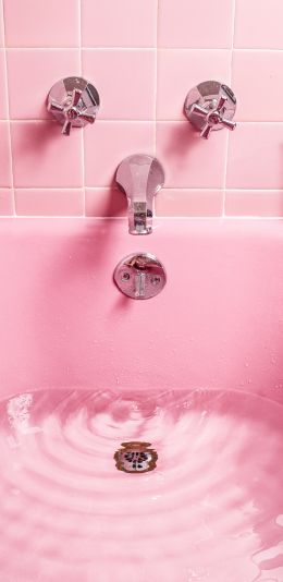 bath, pink, minimalism Wallpaper 1440x2960