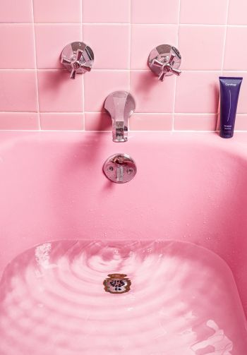 bath, pink, minimalism Wallpaper 1640x2360