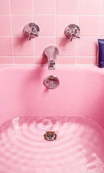 Обои 1200x2000 ванна, розовый, минимализм